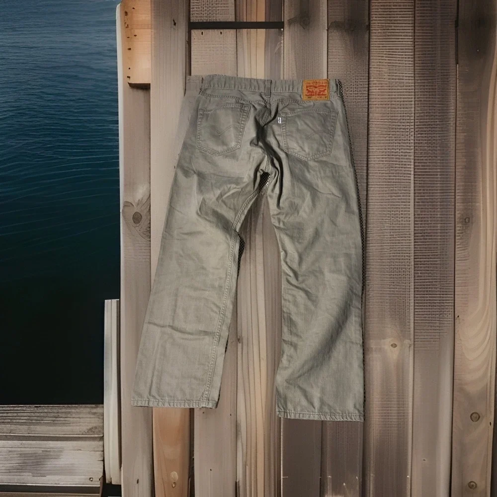 Levis 505 Brown Regular Fit Khaki Denim Straight‎ Leg Jeans Mens Sz 34